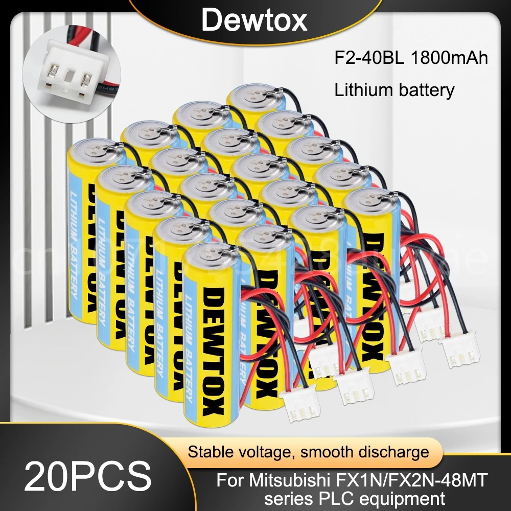 

20PCS Original F2-40BL ER6 AA 3.6V 1800mAh CNC PLC Li-Ion Batteries Can Replace ER6C FX2N/1N With White plug