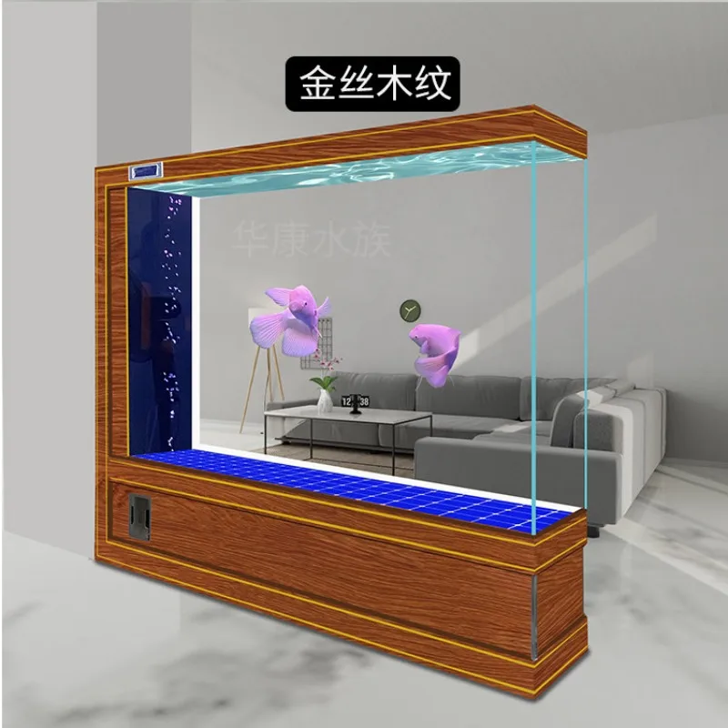 Fish tank ultra-white glass entrance partition floor-to-ceiling household goldfish tank lazy free water change