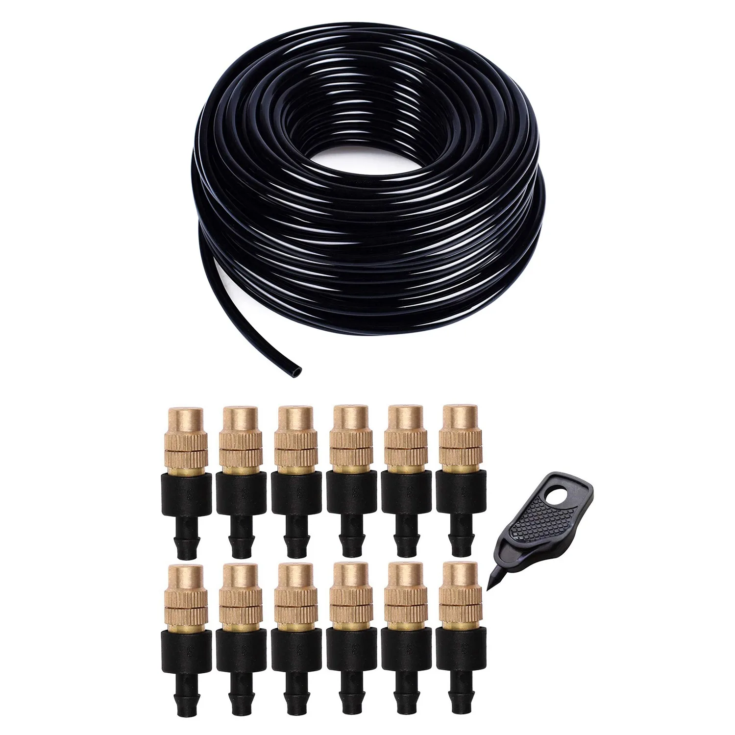 

12 комплектов медной регулируемой распылительной насадки для распыления, медь и 1X30 метров, пустая распределительная труба 1/4 дюйма-AT64