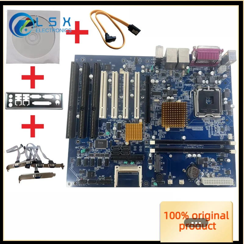 New G41 with 3 ISA slots Industrial motherboard 4 PCI dual network cards DDR3 775 pins and CPU E7500 memory 4GB