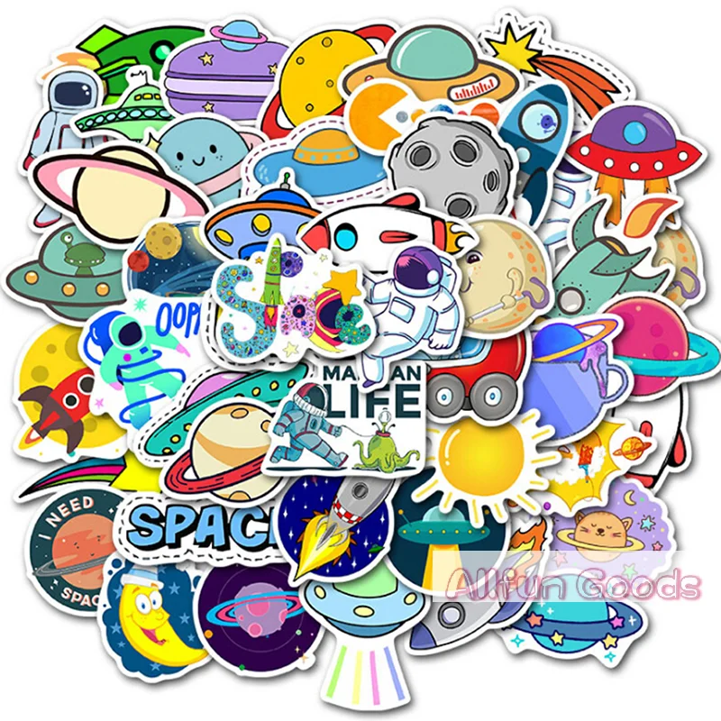 [TG835]50Pcs Cartoon Space Planet Stickers Laptop Luggage Guitar Skateboard Decals