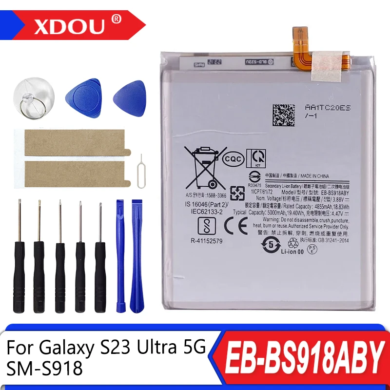 

2025 years New EB-BS918ABY 5000mAh Replacement Battery For Samsung Galaxy S23 Ultra S23Ultra SM-S918 5G Phone Batteries +Tools