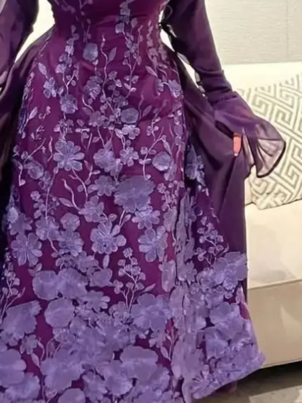 Customized Exquisite Spaghetti Off-the-shoulder A-line Prom Dresses Flower Embroidery Chiffon Evening robe de soirée femmes