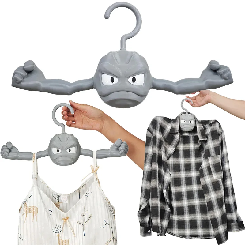 Anime Pokemon Creative Hanger Funny 3D Printing Cartoon Geodude Action Figure Antislip Hangers Drying Rack Toys for Childre Gift