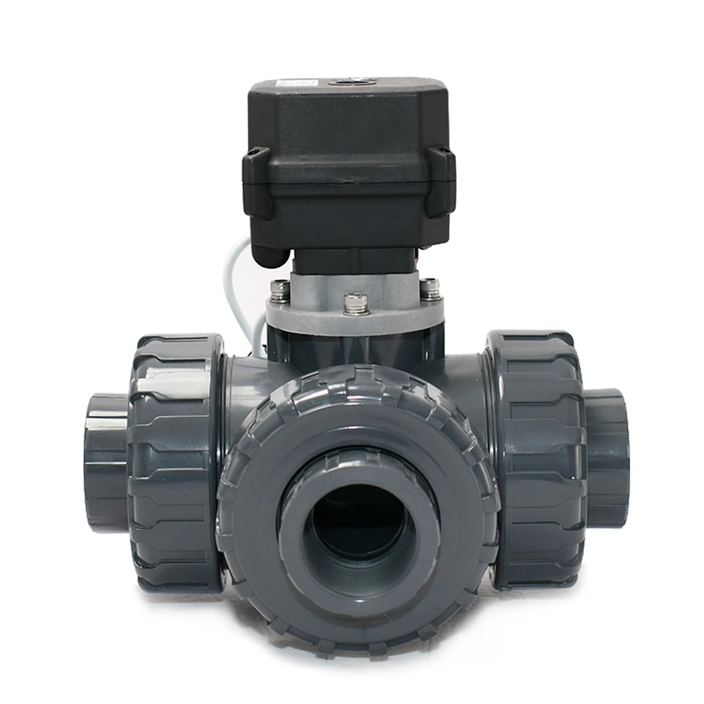 Factory Price 3 Way Electric UPVC Plastic Ball Valve CR202 NC 12V 24V DC PVC Motorized SHUT OFF WATER Valve