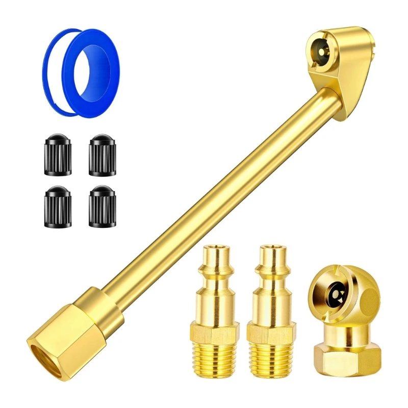 Y1UB Pack Of 9 Brass 1/4NPT Male Thread Fittings For Tire Inflation Hose Adapters