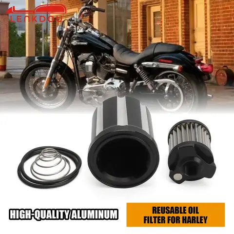 Motorcycle Aluminium Reusable Washable Oil Filter with Replacement cartridge fitting for Harley Touring Twin Cam Softail