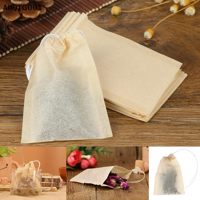100Pcs Eco-Friendly Drawstring Empty Paper Tea Bags for Loose Herb Tea - Reusable Tea Strainers