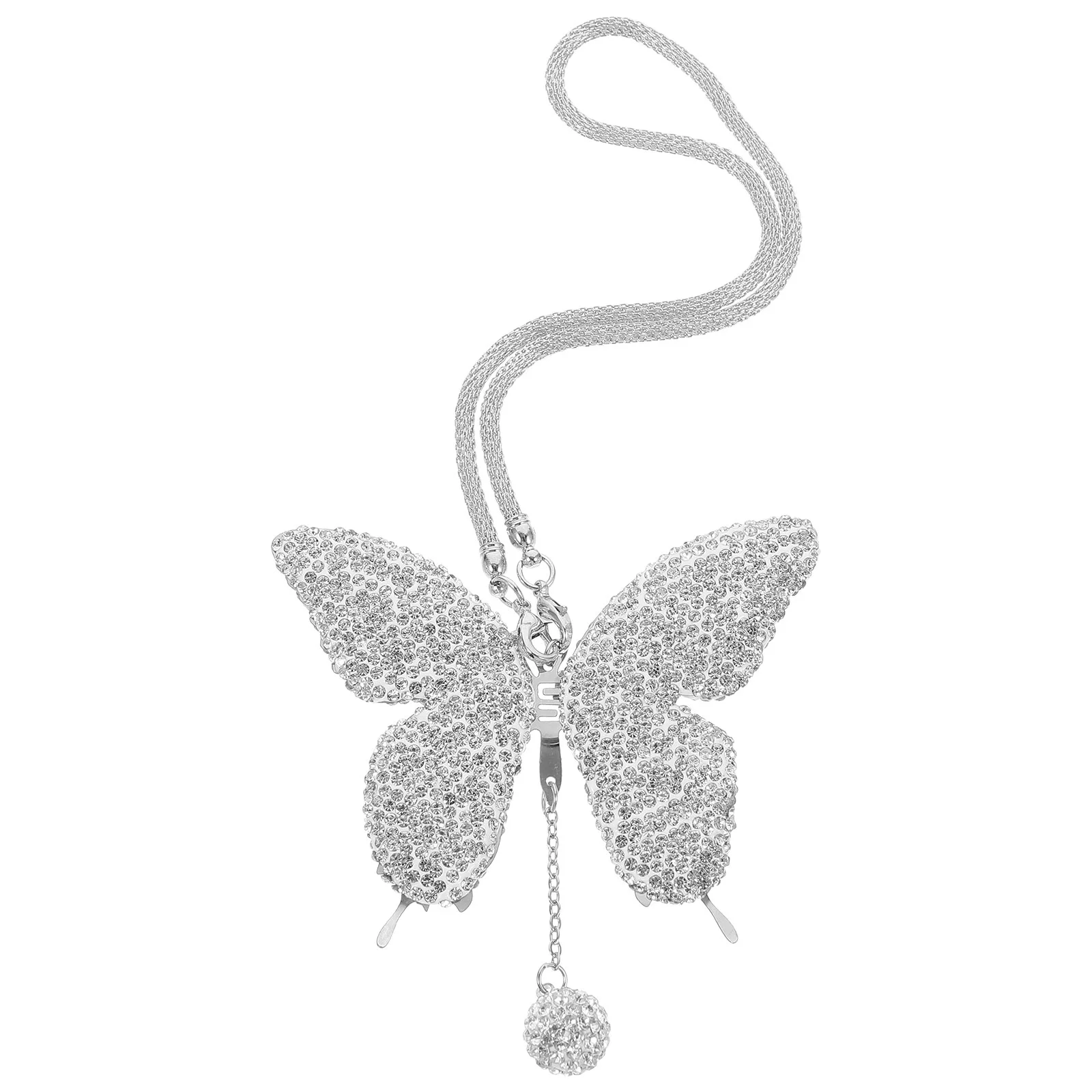 

Butterfly Car Hanging nament Rhinestone Stainless Steel Rear View Mirror Decoration Elegant Car Accessory Modern Locket