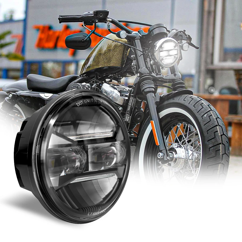 Emark Approved R148 R149 LED Scheinwerfer 5,75 Zoll 5-3/4" Motorcycle Headlamp Lights for Harley Davidson Hauptscheinwerfer Schw