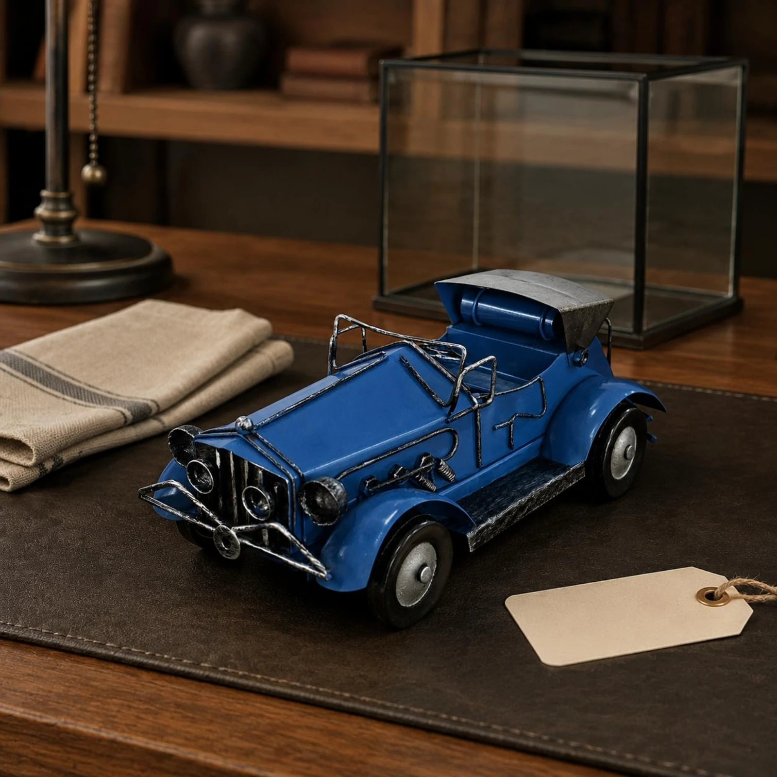 Metal Car Ornament Artisanal Retro Car Decor Metal Tricycle Decor uncoveredTop Vintage Tricycle Statue Exposed Wire