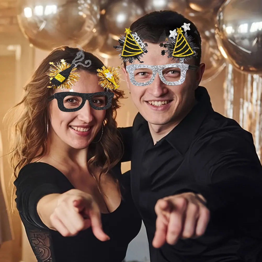 

6 шт. новогодние очки 2025 реквизит для фотосессии для вечеринки легкие пластиковые очки забавные товары для вечеринок новые украшения