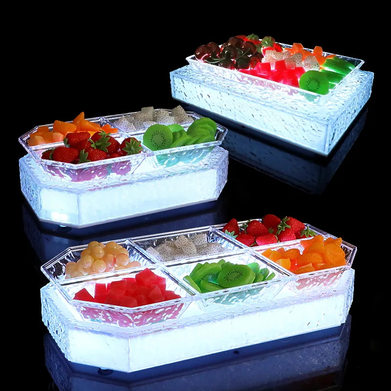 

Acrylic LED luminous snack plate platter bar KTV special fruit plate rack creative four or six fruit plate