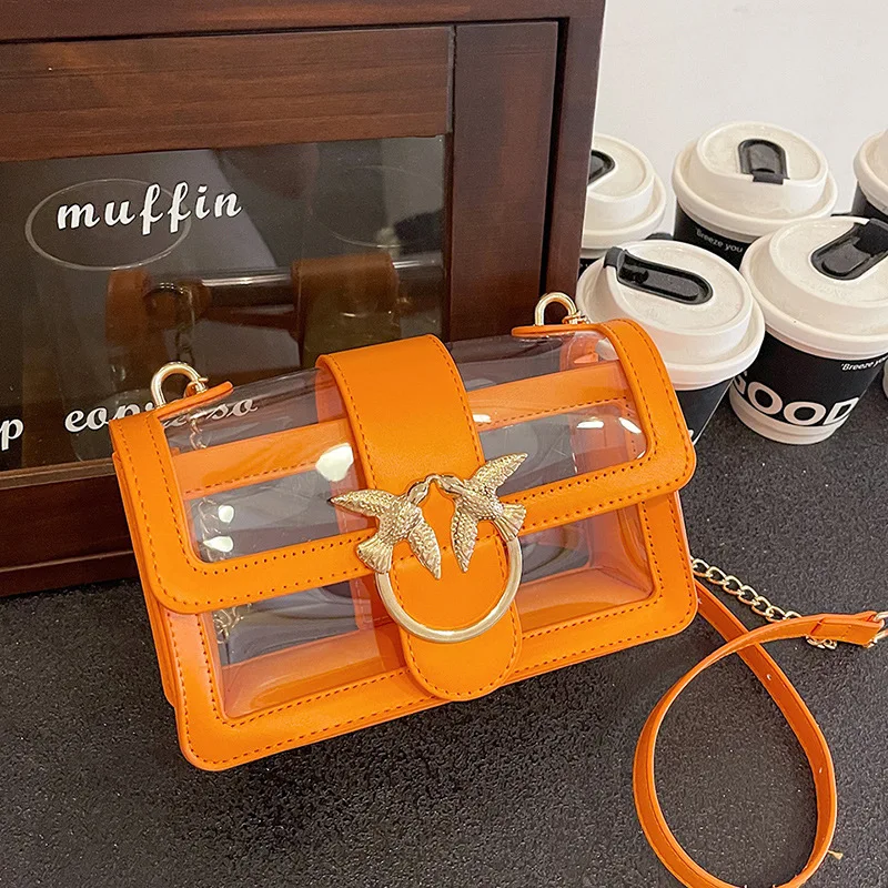 الشتاء الساخن بيع الأزياء الشعبية واضح الراقية حقيبة المرأة الخفيفة الفاخرة مصمم سلسلة Crossbody الكتف حقيبة PVC شفافة #5