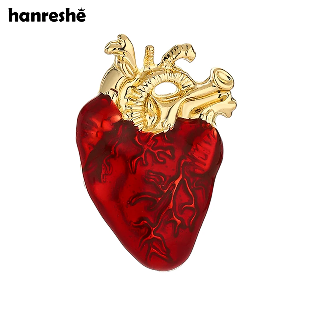 Hanresher Unique Red Enamel Heart Pin Medical Cardiology Brooch for Cardiologist Doctor Nurse Lapel Badge Biology Jewelry Gifts