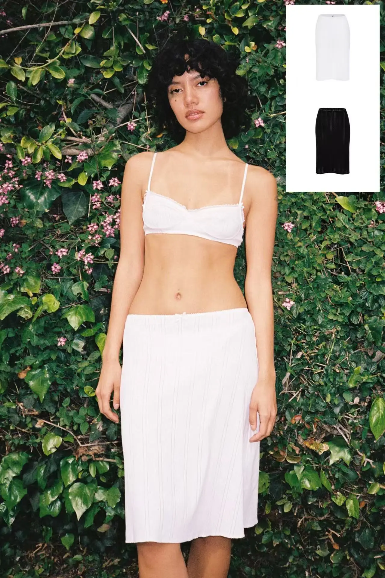 

COUCOU тонкая юбка средней длины, черно-белая двухцветная юбка с бантом из чистого хлопка