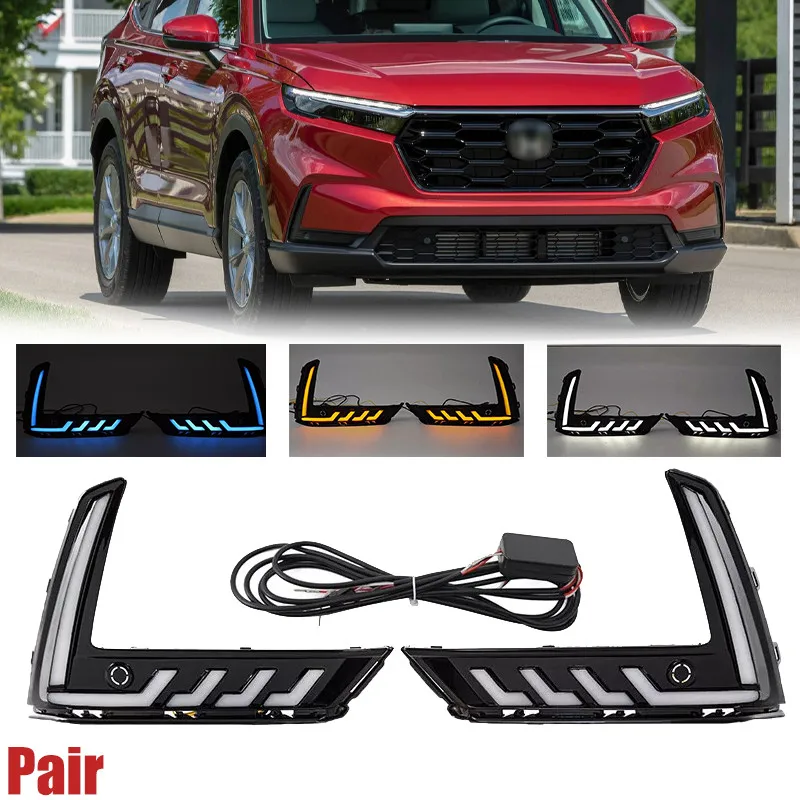 

Pair For 2023-2025 Honda CR-V CRV LED DRL Fog Light Turn Signal With Sensor Hole