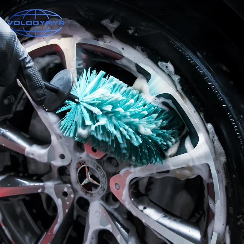 Volodymyr Car Rim Brush Green Soft PP Bristles Big or Small 1pcs for Auto Hub Wheel Washing Clean Detailing Cleaning Tire Tools