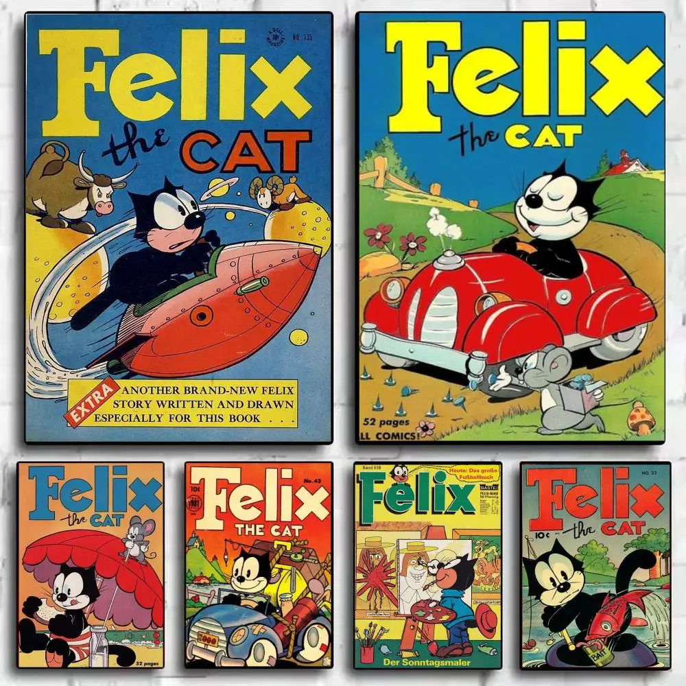 Cartoon F-Felix The Cat Poster Modern  Wall Art Aesthetic Minimalist Bedroom Decor Cafe Home Gift