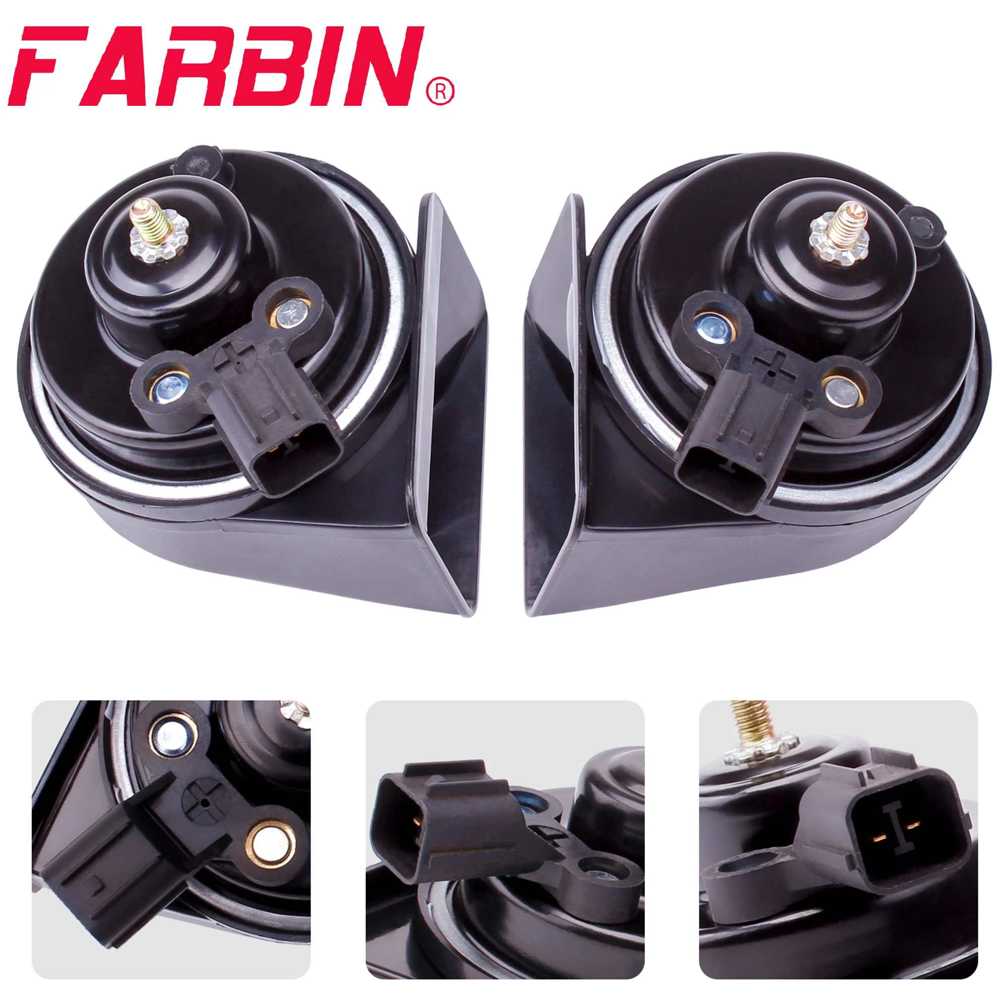 

FARBIN Special Interface Honda Toyota Ford Chevrolet Car Horn Super Loud Dual Tone With Protective Grill Alarm Signal Snail Horn