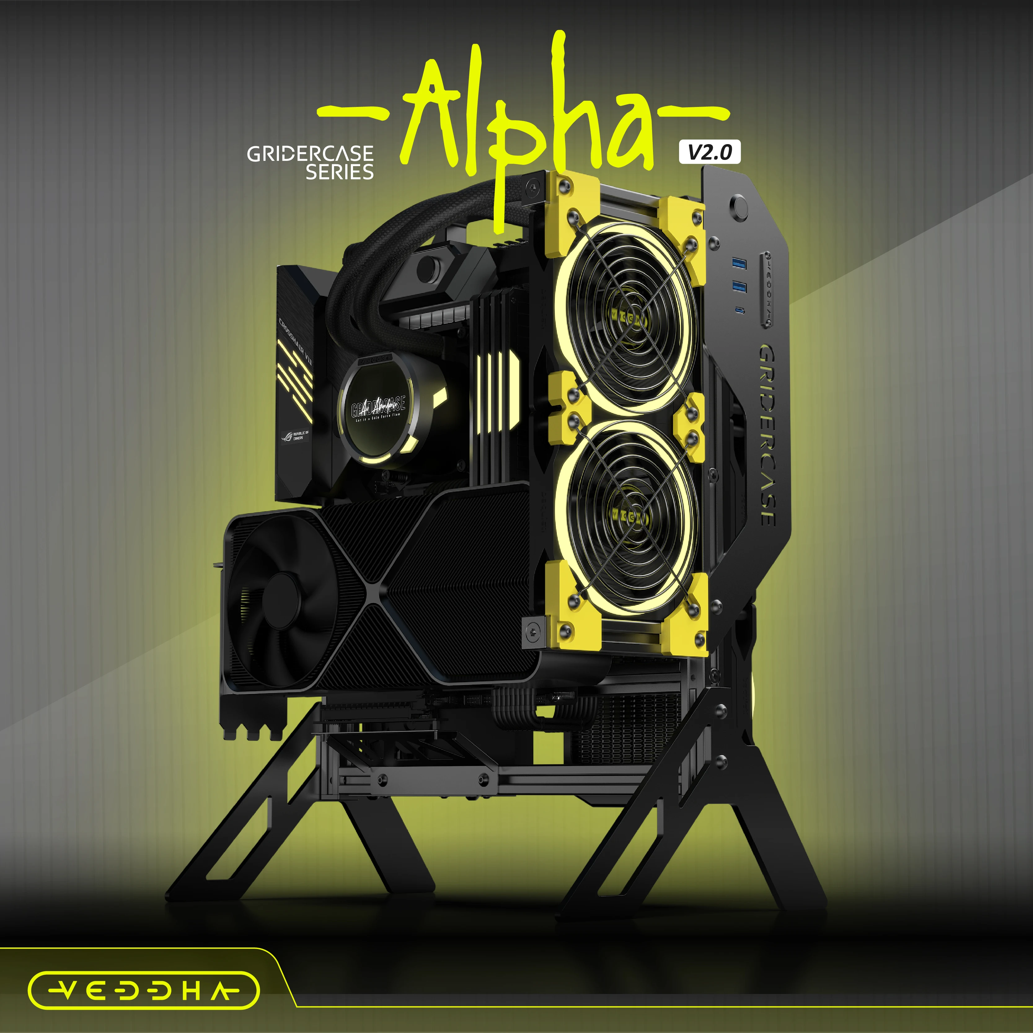 

ALPHA V2.0 Aluminum Full-Open Frame Case - ATX/M-ATX/ITX Compatible Water Cooling Cabinet for Gaming DIY PCs