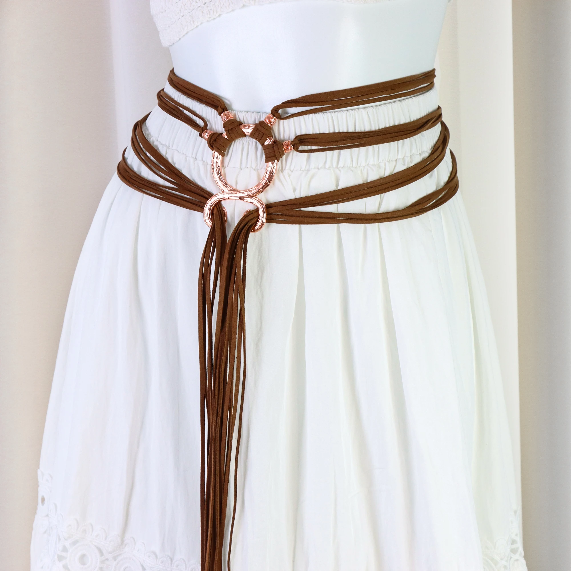 Halloween Medieval Elf Waist Rope Sash Retro Copper O‑Ring Corset Belt LARP Cosplay Party Dress‑up Costume Accessory - view 6