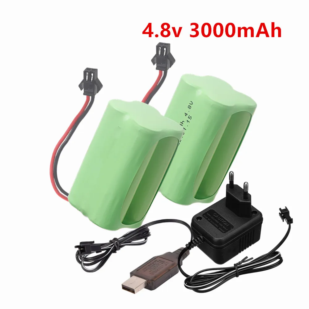 4.8v 3000mAh AA Ni-MH Battery For Rc toys Cars Tanks Robots Boats Guns 4.8v Rechargeable Battery Pack SM plug with cable