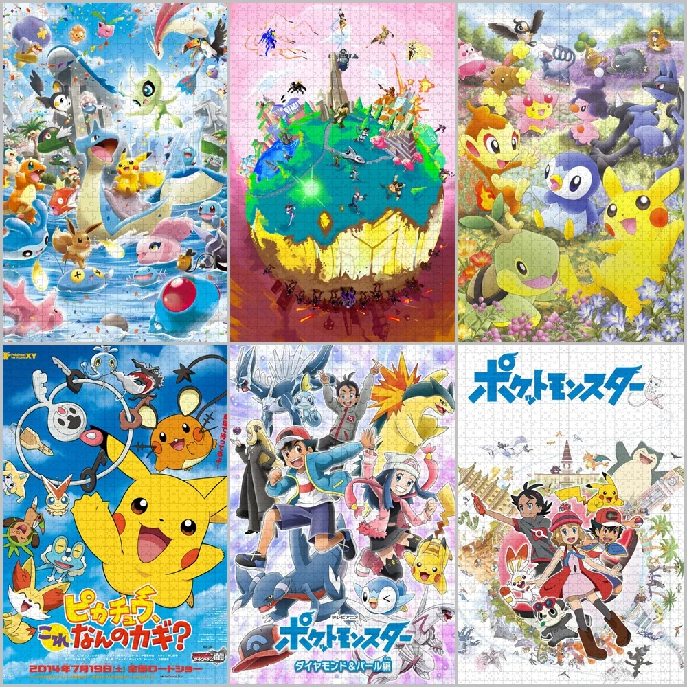 Pokémon Anime Jigsaw Puzzle para Adultos, Pikachu, Animais, Desenhos Animados, Brinquedos Educativos, Decompress, Presentes de Natal, 1000 pcs