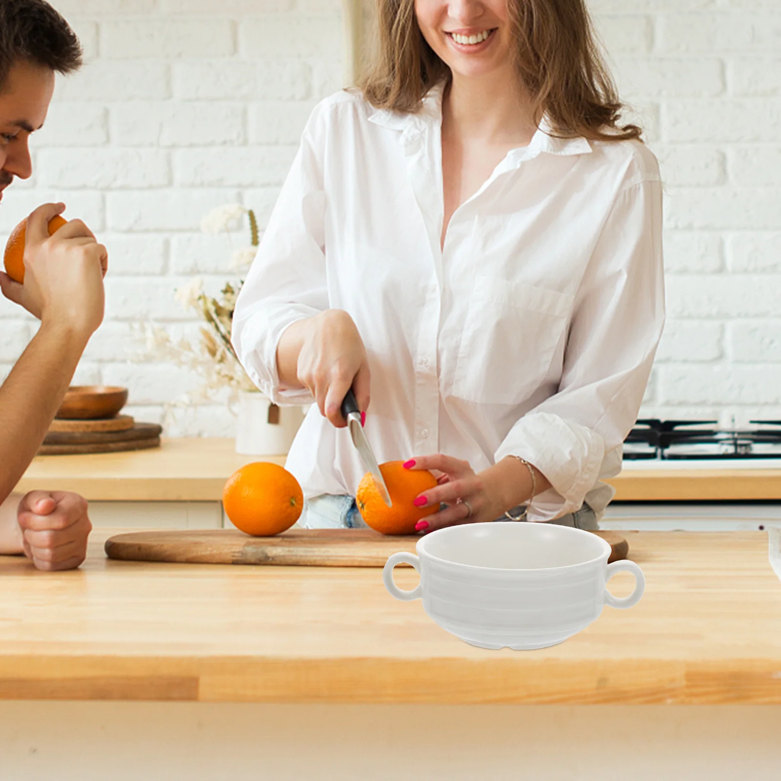 

1Pcs High-Quality Ceramic Stew Pot Heat-Resistant Binaural Steaming Bowl Multi-Function Kitchen Restaurant Decor