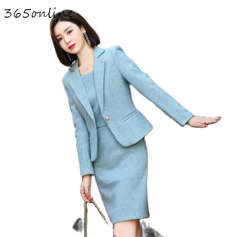 High Quality Fabric Oversize Formal Women Business Suits with Dress and Jackets Coat OL Styles Ladies Office Work Wear Blazers