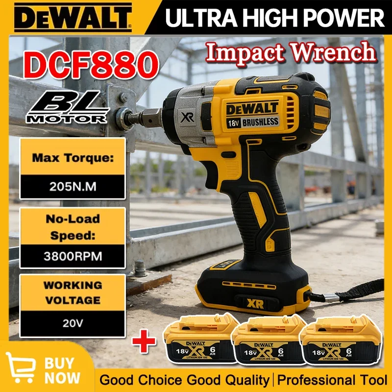 

Ударный гайковерт Dewalt DCF880, бесщеточный, 3300 об/мин, с высоким крутящим моментом, аккумуляторный, для ремонта шин, 18В, электроинструмент