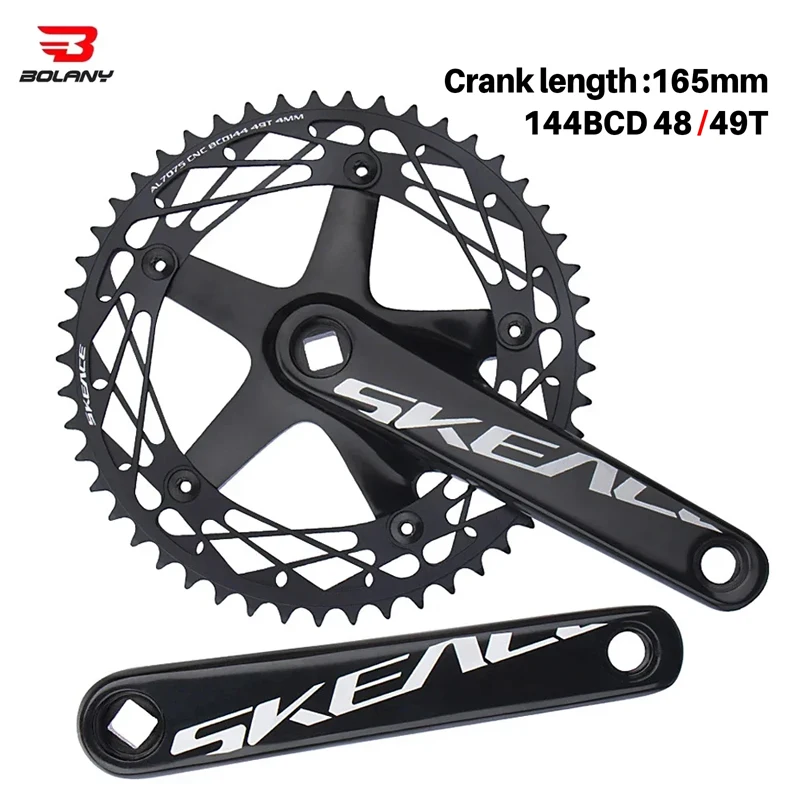 

Bicycle Crankset 144BCD Mountain Bike Square Hole Aluminum Alloy Single Speed Crank Chainwheel 165mm 48/49T Crankset