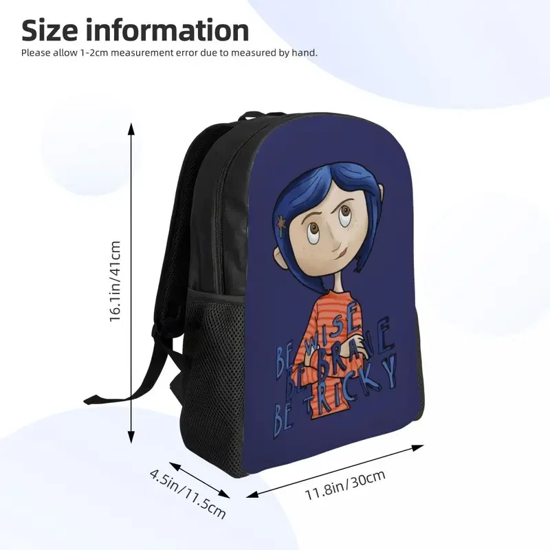 Niestandardowy plecak Coraline Horror Film dla kobiet mężczyzn School College Student Bookbag pasuje do 15-calowych toreb na laptopa