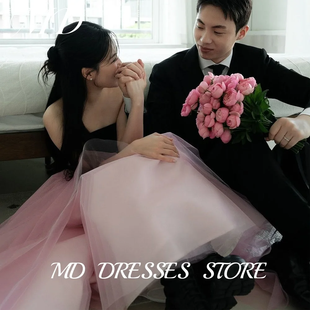 

MD Fairy Pink And Black Wedding Party Dress Korea Photoshoot Floor Length Birthday Party Dress Customised 2025 Evening Gown