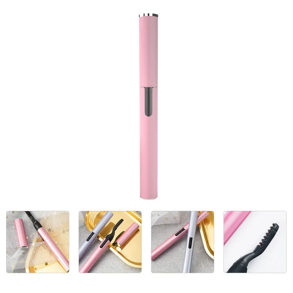 

1pc Electric Eyelash Curler Pink Portable Heated Curling Tool Fast Heating Intelligent Control Long Lash Device Makeup