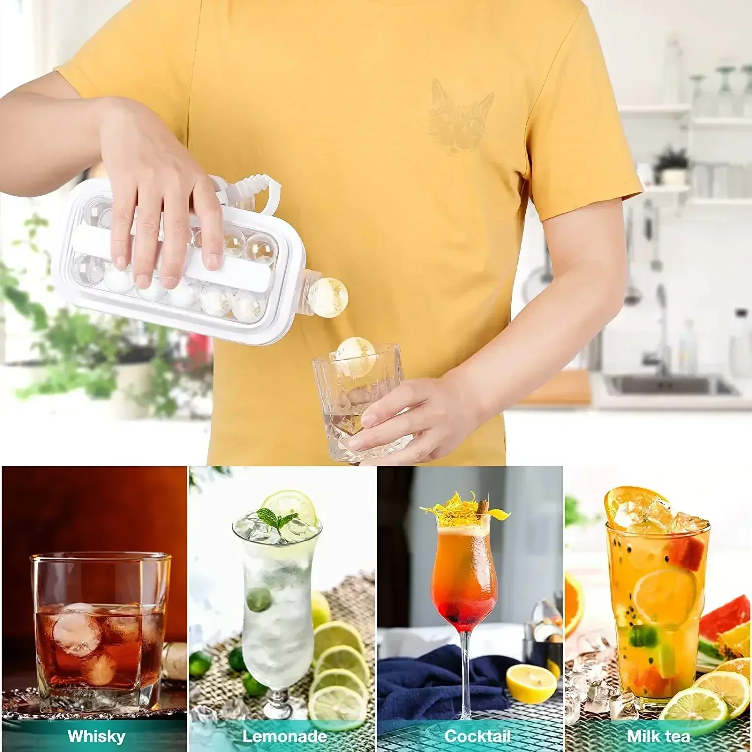 

12 бутылок с формой для кубиков льда, портативный производитель ледяных шаров, креативная бутылка для воды для изготовления ледяных шаров, многофункциональные кухонные принадлежности 2-в-1