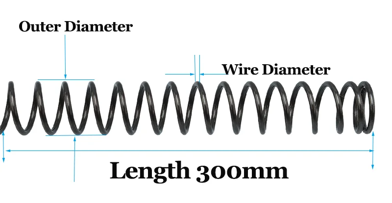 2 Stück Rückholfeder, langer Kompressionsdraht, Durchmesser 0,3/0,4/0,5/0,6/0,7/1,8/1,0 mm, Länge 300 mm, Y-förmige weiche Druckstahlfeder – Detail 1