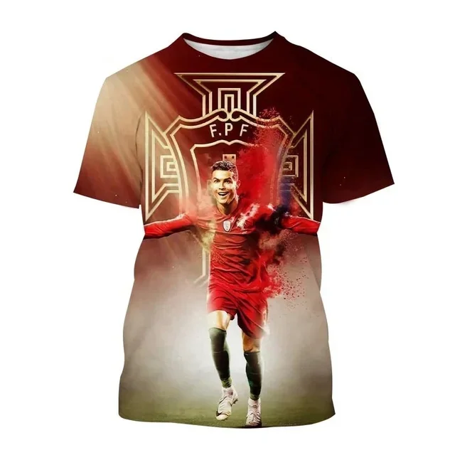 Ronaldo 3D printed men's and women's sports T-shirts,football jerseys,dult and children's football training tops, and clothing ﻿