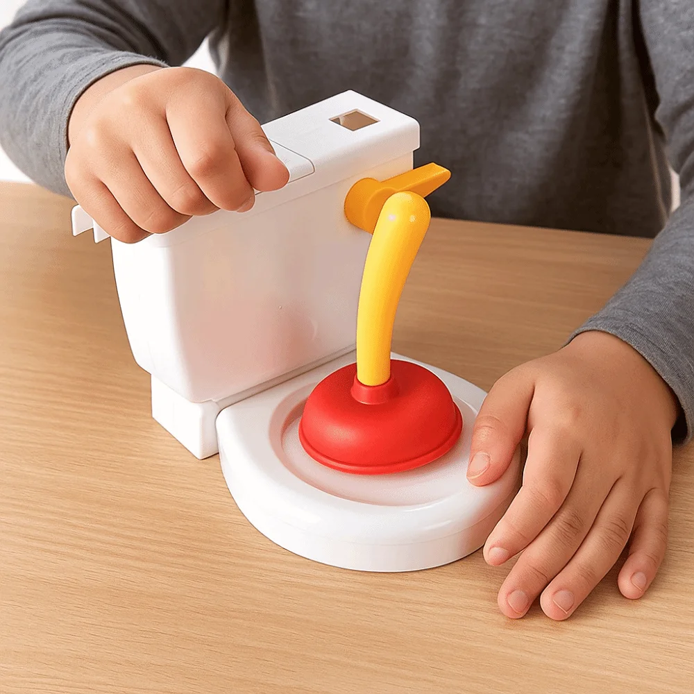 Plastic Toilet Flushing Prank Flush Toilet Spraying Water Jetting Tricky Funny Two-Player Interactive Toilet Trick Adults