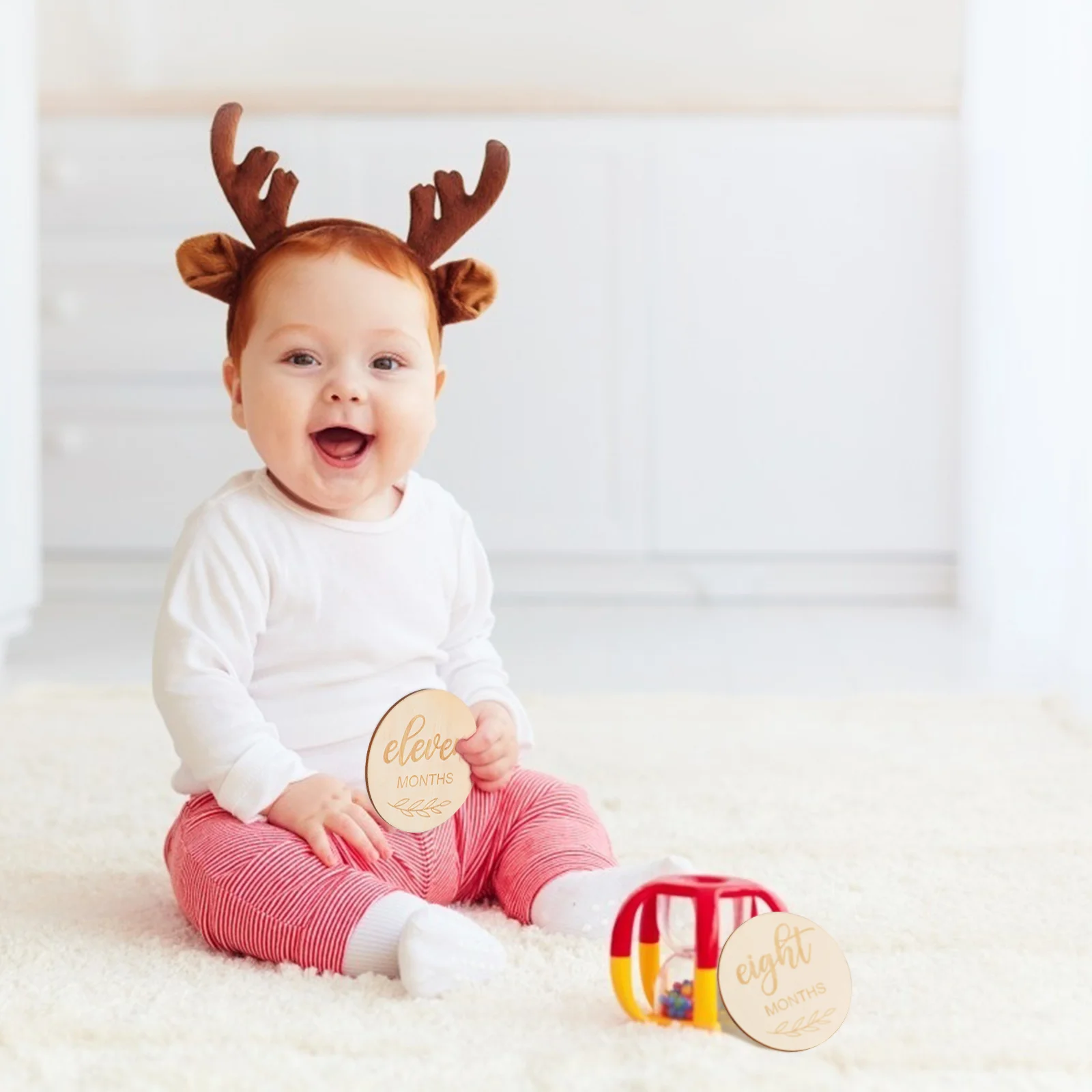 Fotografía de fichas de madera, accesorios para bebés, tarjetas de grabación de hitos, crecimiento de niña, mensual de madera