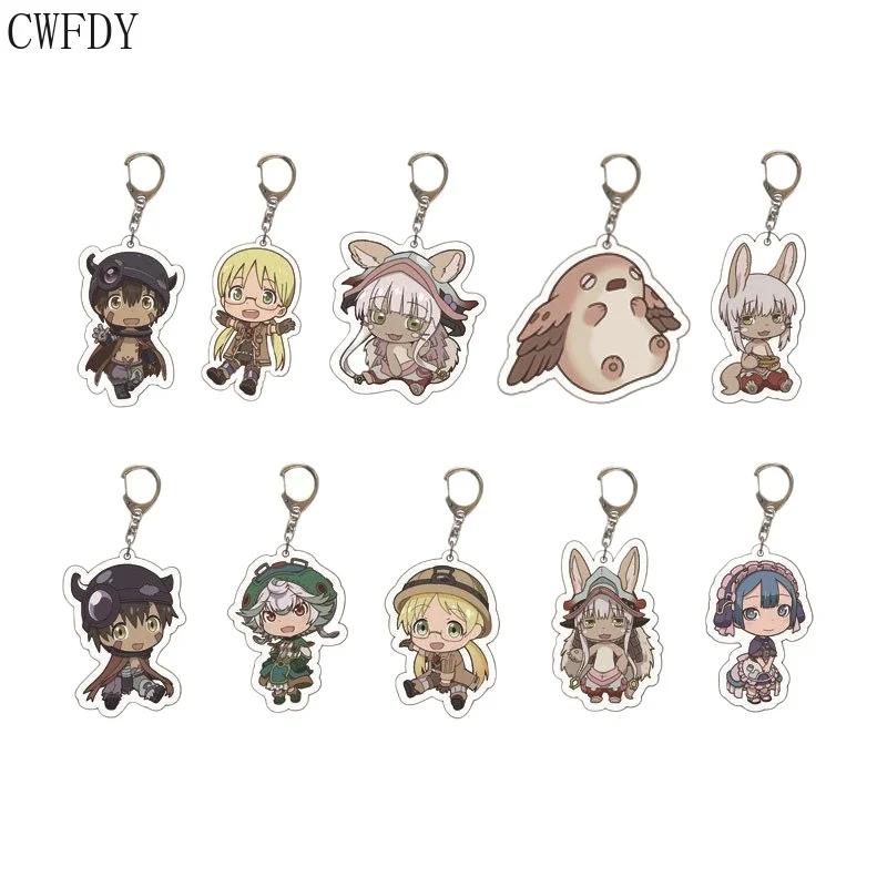 Anime Made in Abyss Acrylic Keychain Cartoon Printed Cartoon Figures Pendant Key Chain Cosplay Jewelry Women Men Birthday Gifts