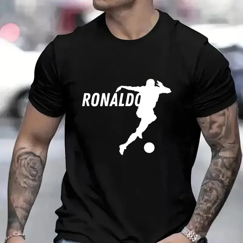 تي شيرت فضفاض بأكمام قصيرة CR7 Star مادة مشروط مقاس أوروبي للكبار تي شيرت جرافيك برقبة دائرية مريح للتنفس