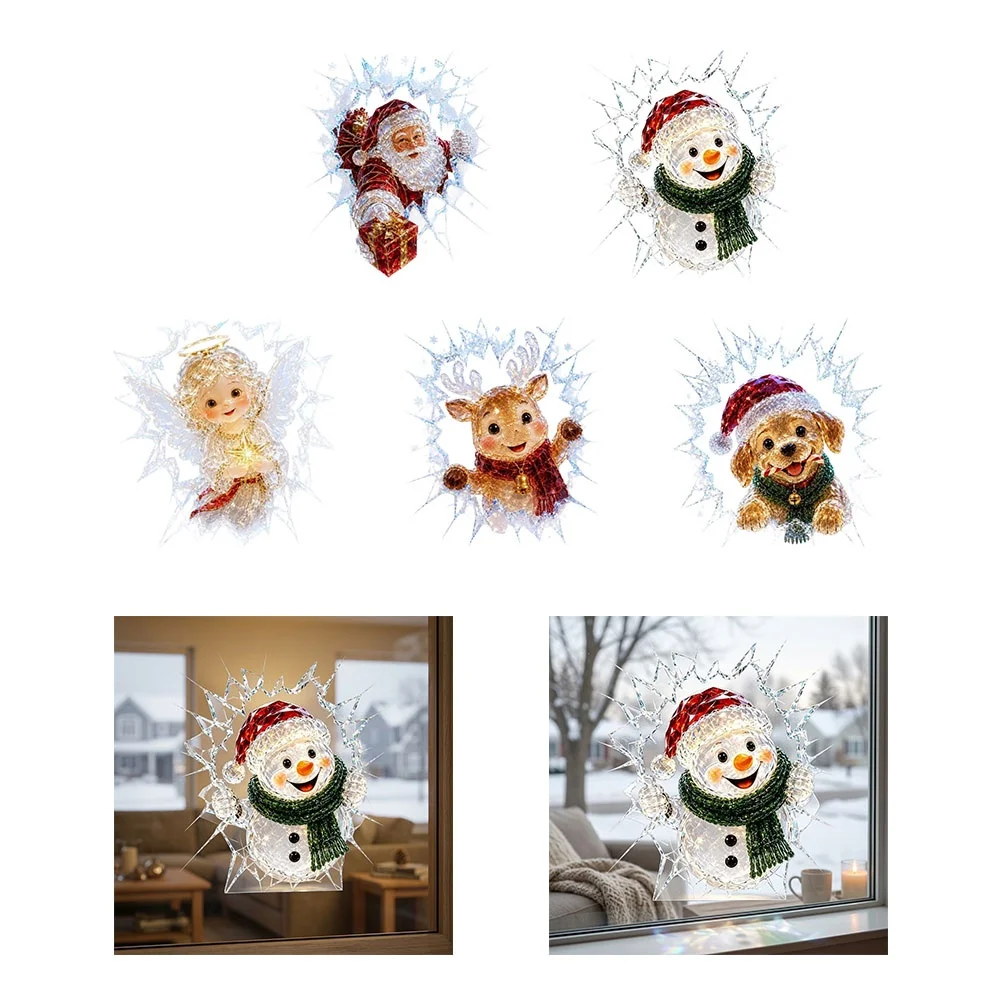 Creative Xmas Holiday Decor Self-Adhesive Glitter Sticker Window Wall Home Indoor Christmas New Year Party Arrangement Supply