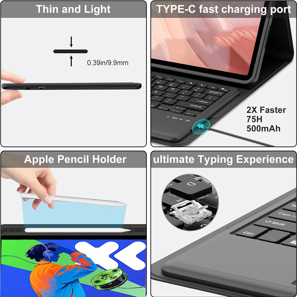 حافظة لجهاز Lenovo Xiaoxin Pad Pro مقاس 12.7 بوصة 2025، لوحة مفاتيح قابلة للفصل لجهاز Lenovo ldea Tab Pro 12.7 بوصة مع فتحة قلم TB373FU TB375FC #3
