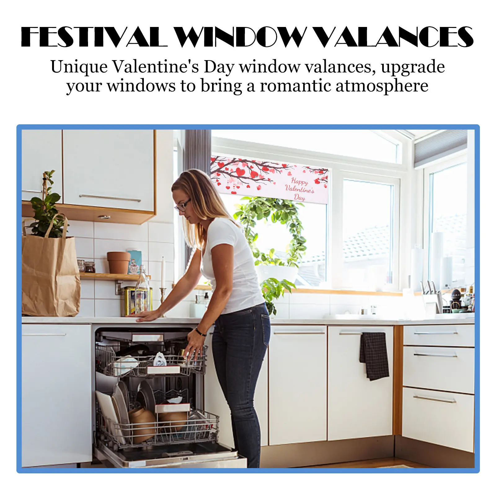 

Cafe Window Valance for Kitchen Bathroom Small Spaces Elegant Draped Design Valentine Wedding Decoration Residential Use