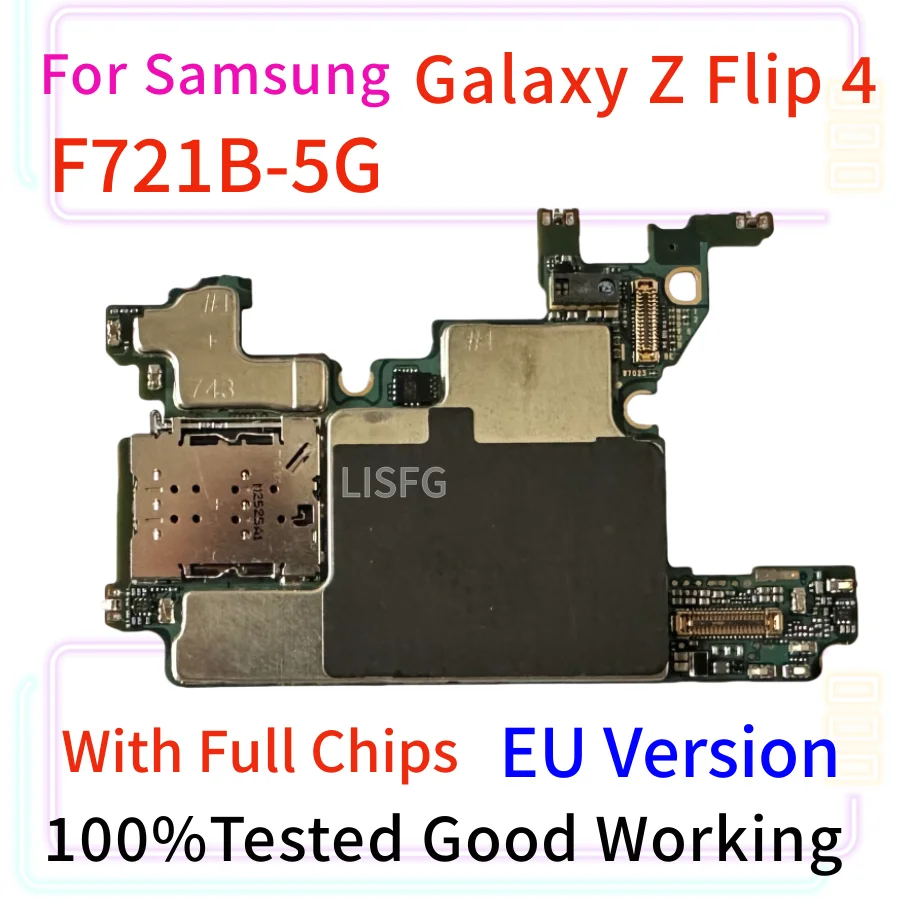 100% Working Motherboard For Samsung Galaxy Z Flip 4 5G F721B Mainboard Unlocked Logic Board With Full Chips 128GB 256GB Plate