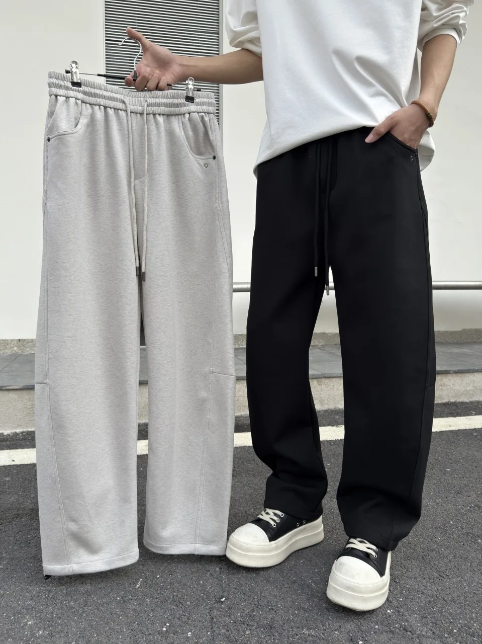 

American Style Pure Color Men's Sporty Casual Pants Spring Commute Straight Knitted Sweatpants Trendy And Versatile