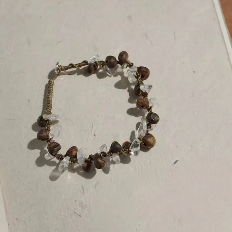 

New Chinese-style Guofengzi Manuscript Series Woven Bracelet Niche Design Irregular Gravel Beaded Bracelet