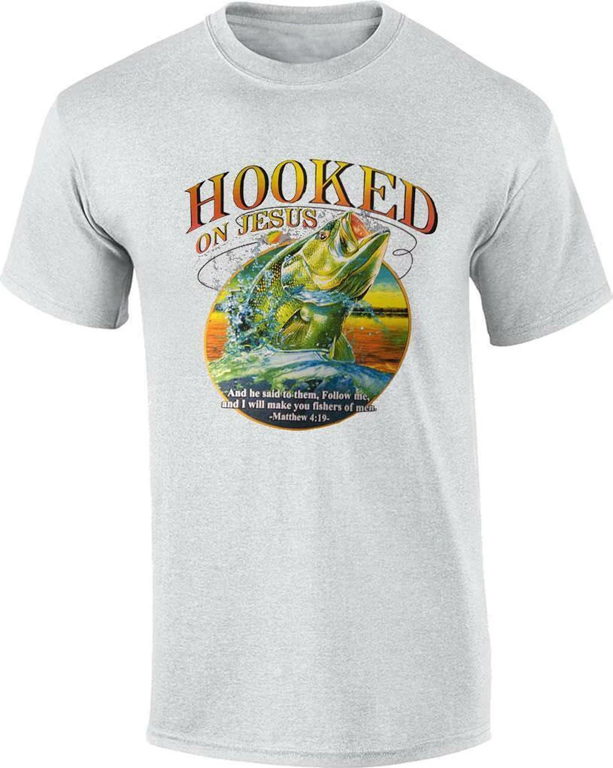 Hooked on Jesus. Matthew 4:19 Christian Gift T-Shirt. Summer Cotton Short Sleeve O-Neck Mens T Shirt New S-3XL