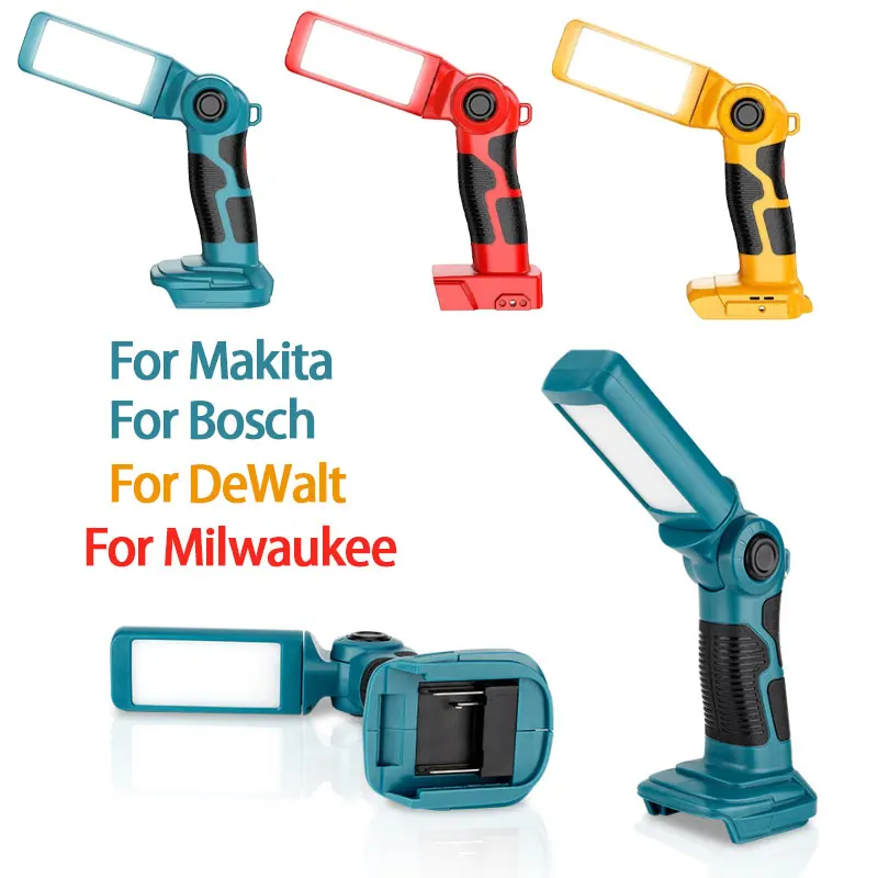 

Cordless LED Work Light For Makita/Bosch/Milwaukee/Dewalt 18V Li-ion Battery Camping Lamp Outdoor Flashlight Emergency Lighting